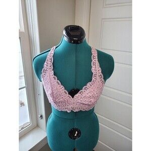 VICTORIA'S SECRET LIGHT PURPLE LILAC LACE HALTER BRALETTE WOMEN SIZE MEDIUM